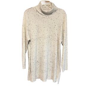 Calvin Klein Women’s Pullover Soft Sweater Ribbed Collar Black Flecks Sz 1X